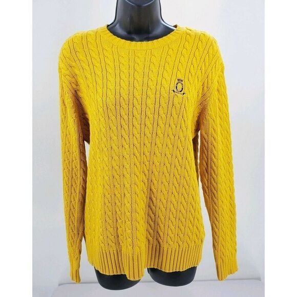 LRL Lauren Ralph Lauren Cable Knit Yellow Sweater - Picture 1 of 3